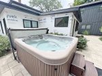 Shared hot tub is great for relaxing at the end of the day